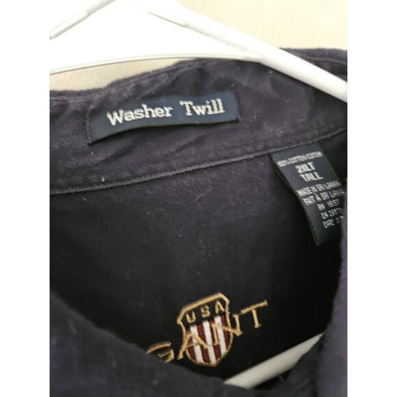 GANT Shirt Size 2XL XXLT Tall Men's Navy Blue Solid Oxford Button Down - Picture 5 of 6